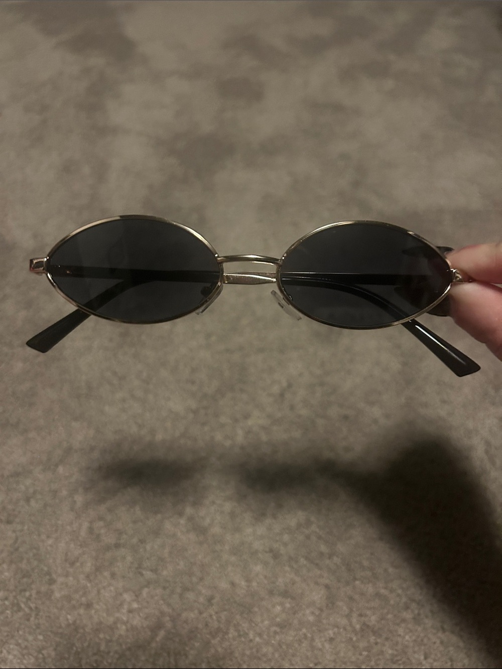 Gold Frame Black Lens Oval Sunglasses - Classic Women's Accessory